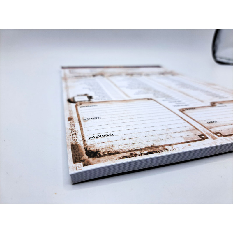 BLOC NOTE 50 fiches de personnages vierges - Sup. ANTIKA